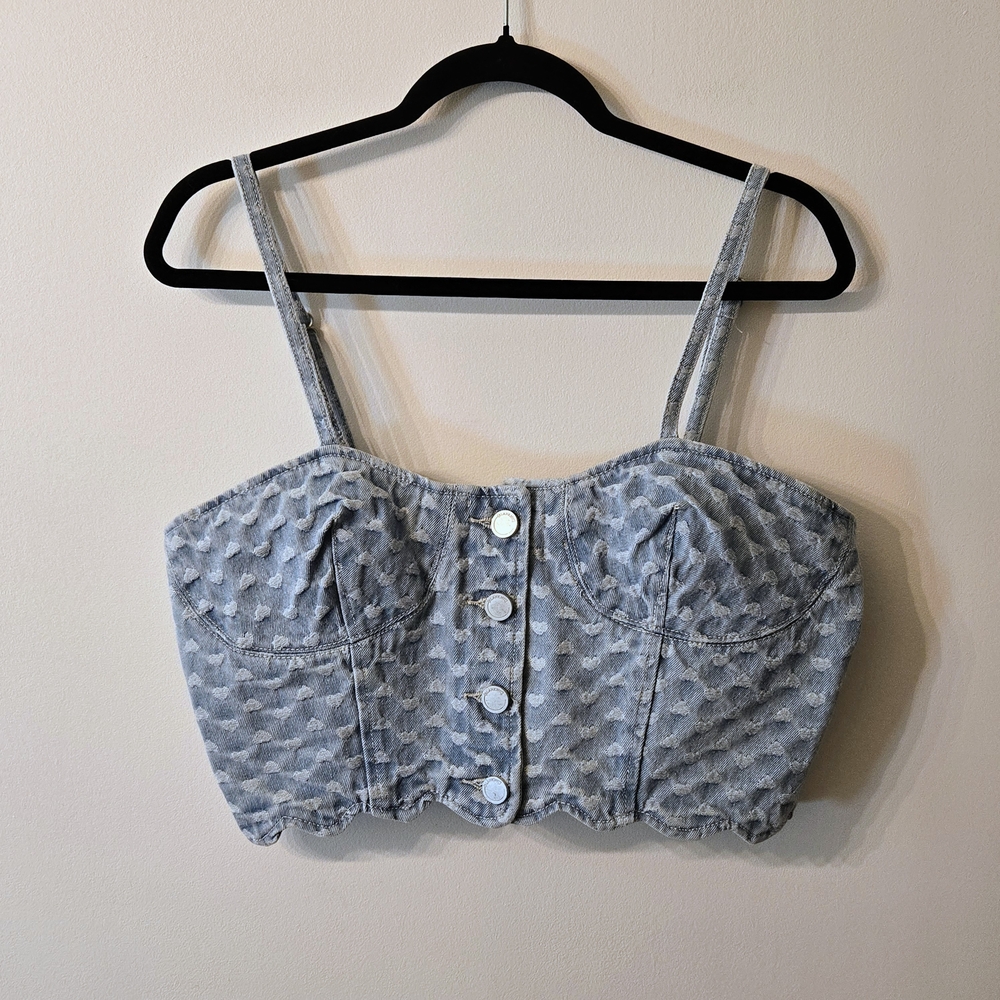 Blank NYC Denim Heart Bustier Crop Top